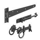 Side Gate Kit (Ring Gate Latch) With 18'' Tee Hinge (Black)