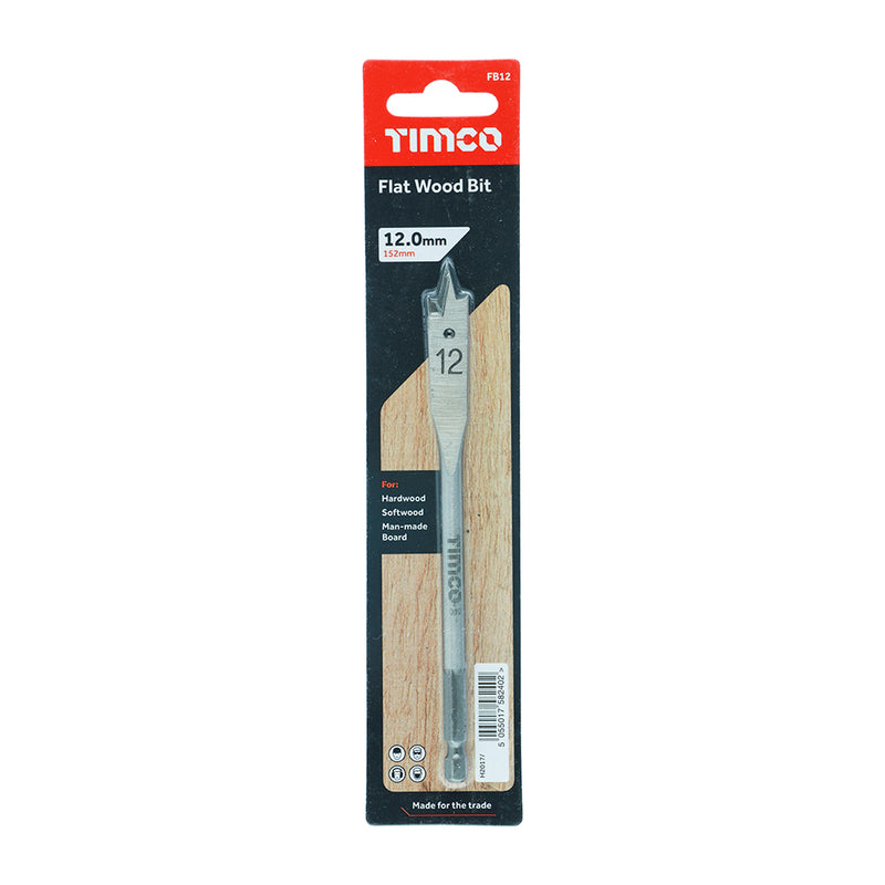 Flat Wood Bit 12mm x 152mm