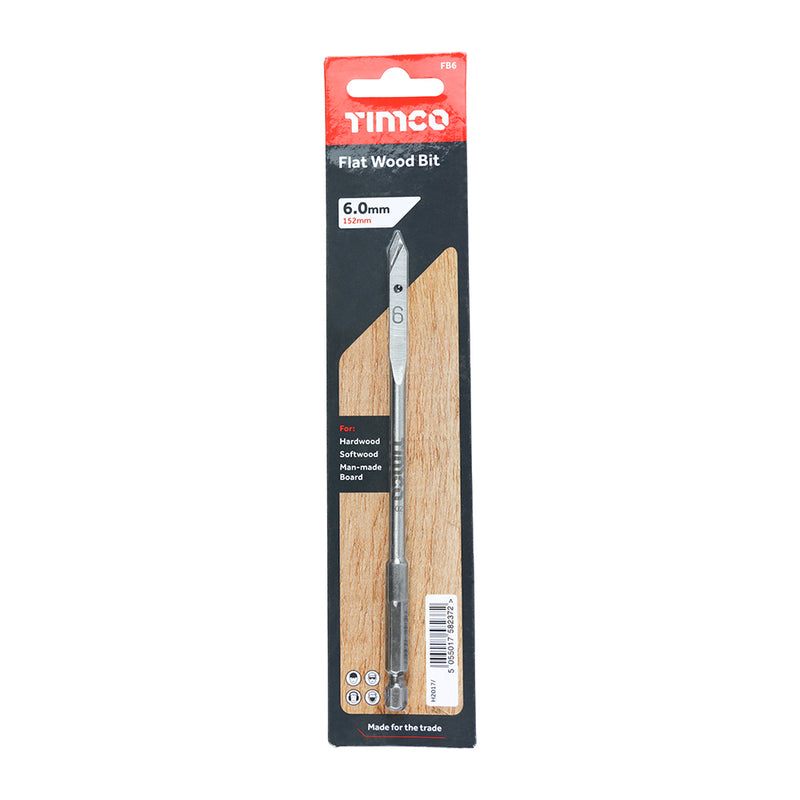 Flat Wood Bit 6mm x 152mm