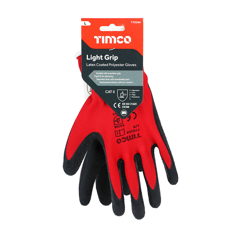 Light Grip Crinkle Latex Coated Polyester Gloves M