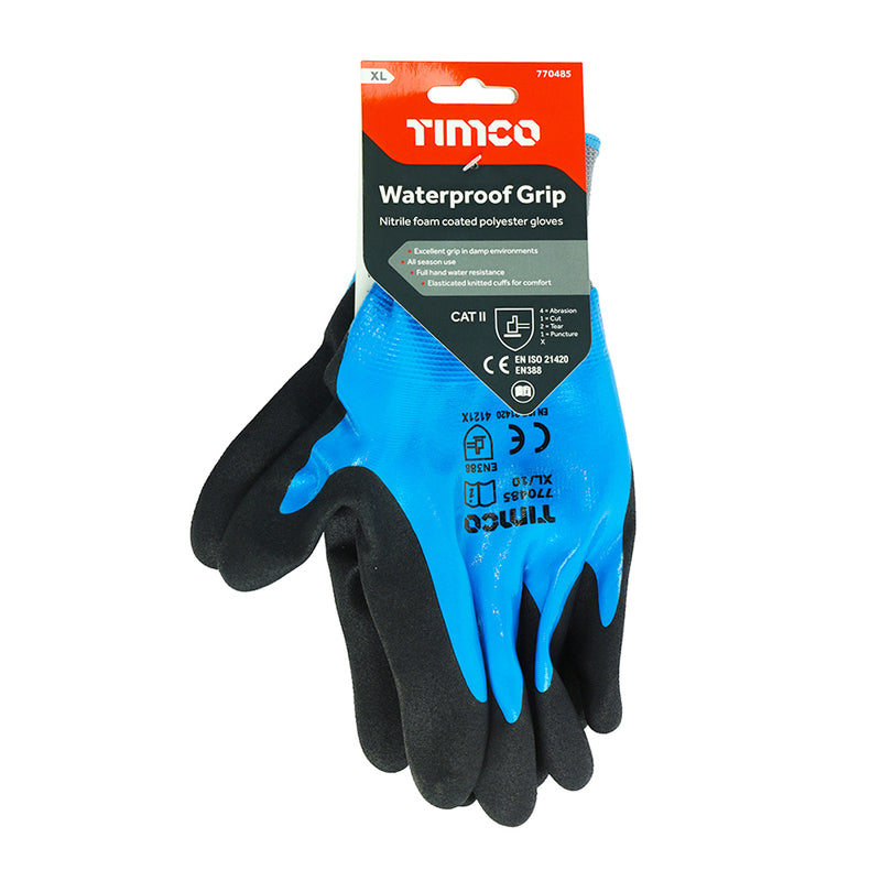 Waterproof Grip Sandy Nitrile Foam Coated Polyester Gloves XL