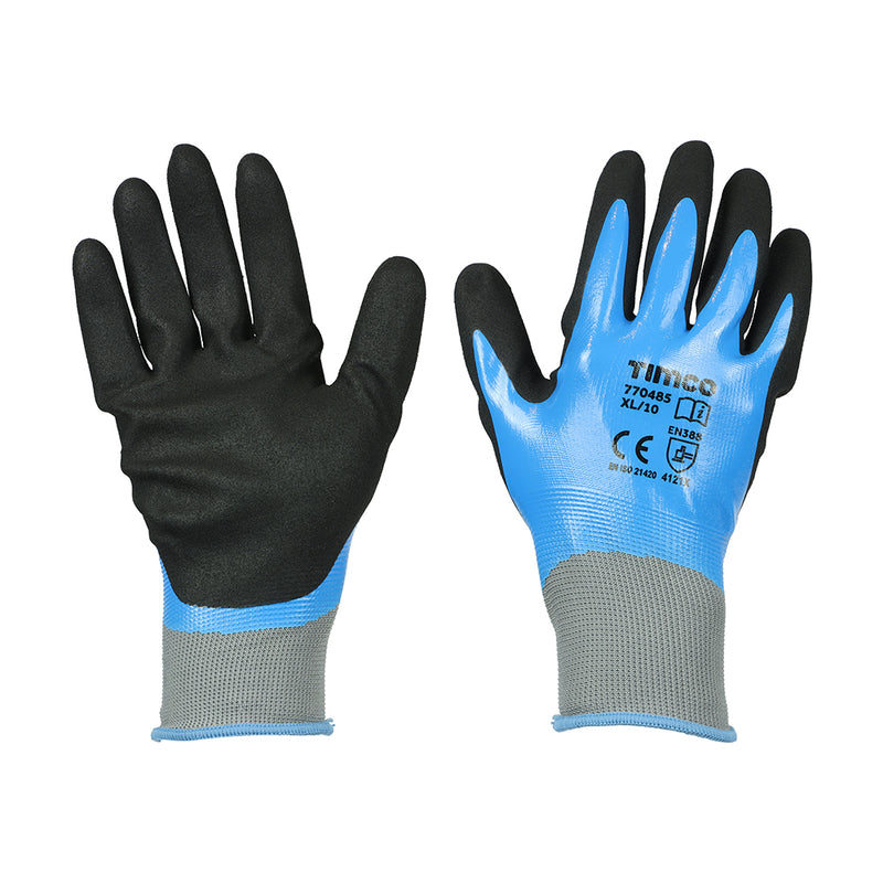 Waterproof Grip Sandy Nitrile Foam Coated Polyester Gloves XL