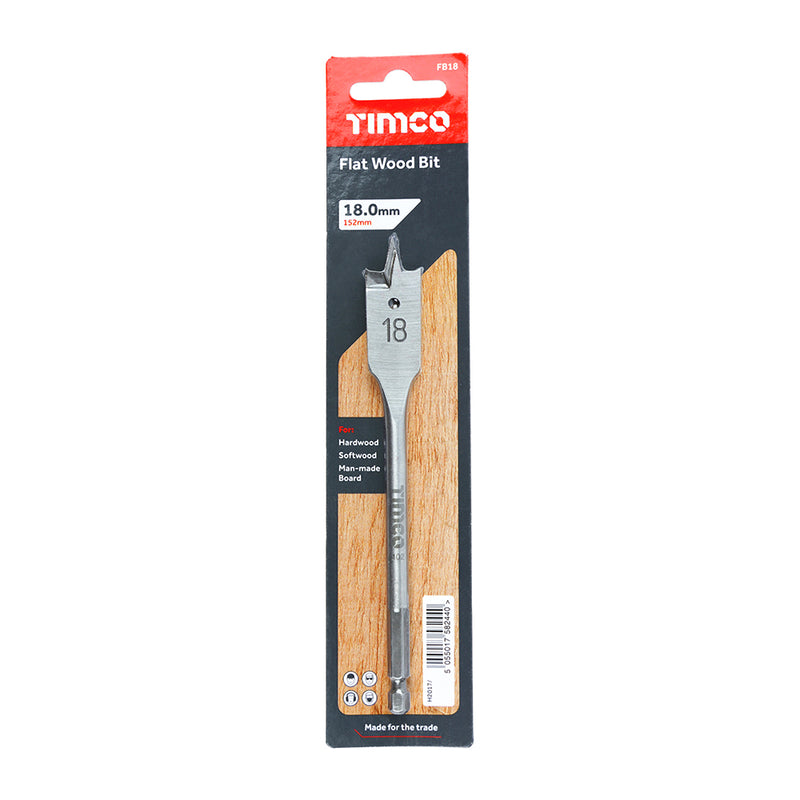 Flat Wood Bit 18mm x 152mm