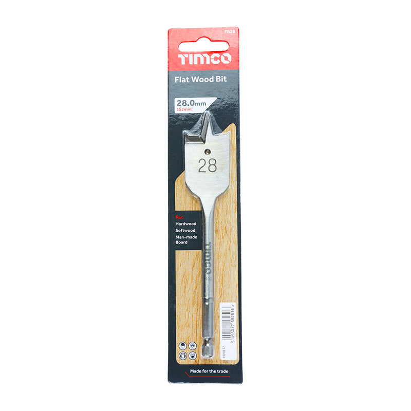 Flat Wood Bit 28mm x 152mm