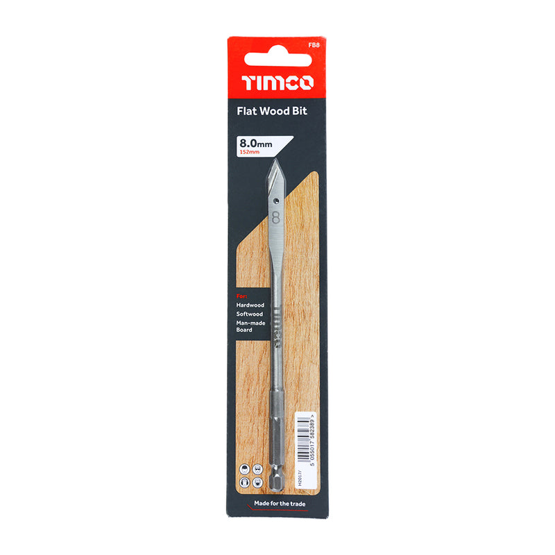 Flat Wood Bit 8mm x 152mm